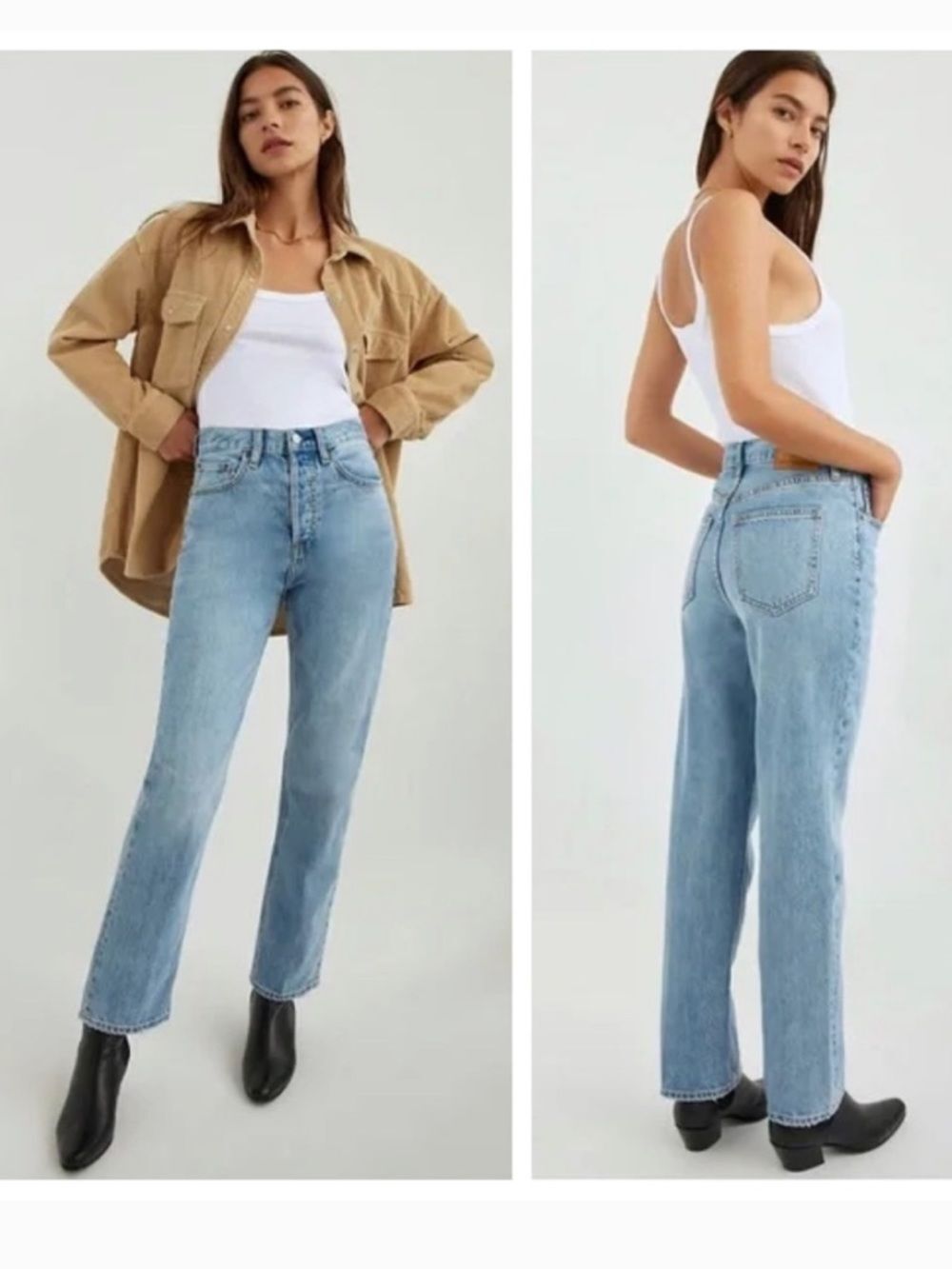 Aritzia Denim Forum Joni High Rise Loose Jeans Straight Leg Blue Size 24